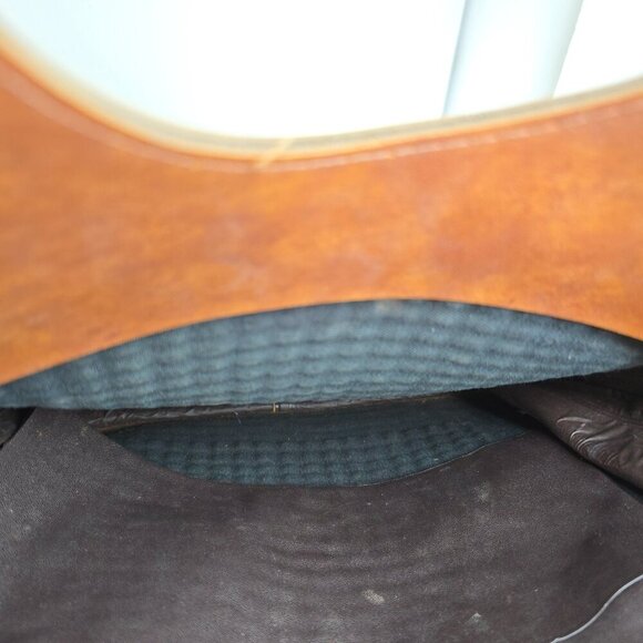 Vintage 70 Faux Tooled Leather Cognac Brown Boho Purse Handbag - Picture 7 of 7